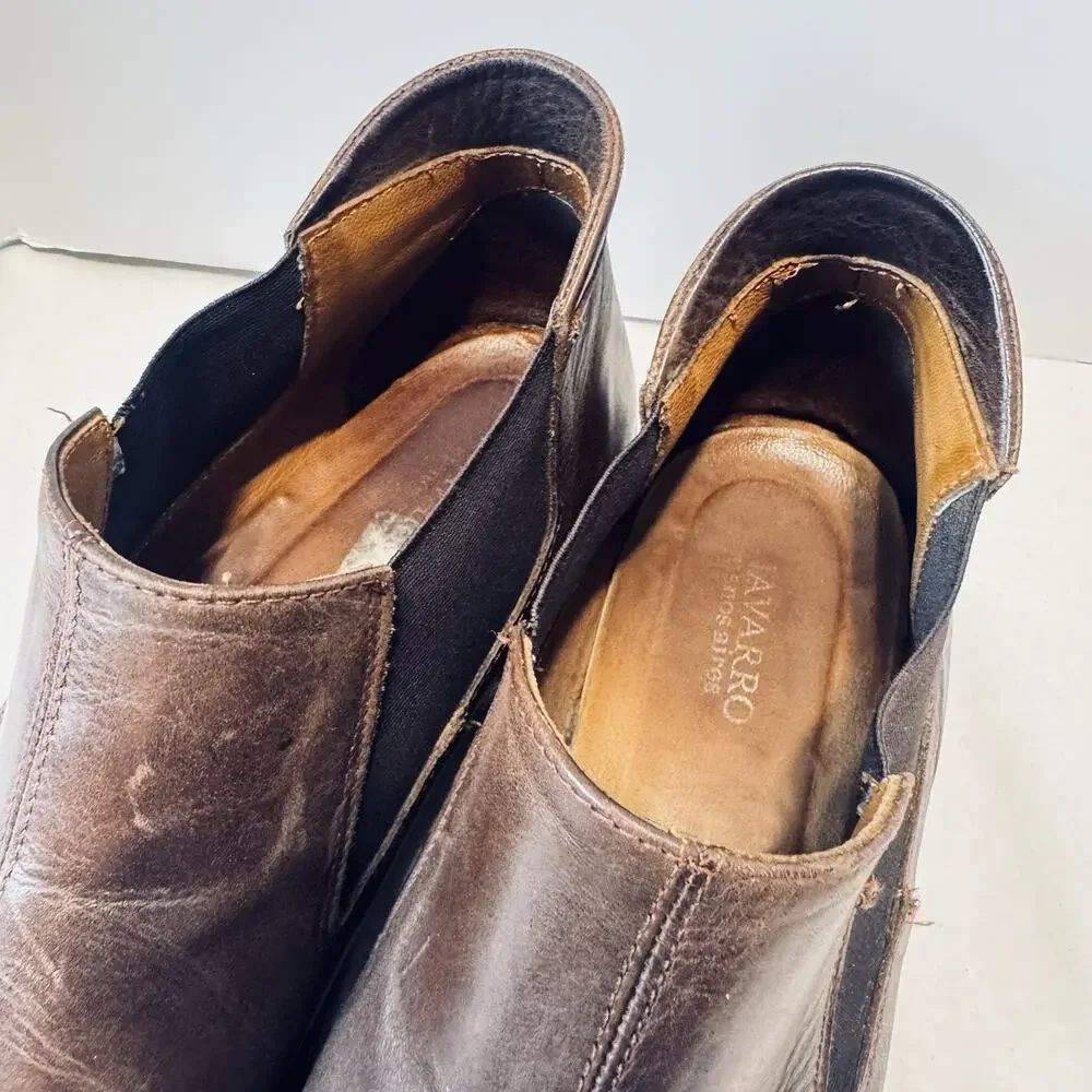 Vintage Navarro Brothers Men's ankle Boots Brown Leather Western Buenos Aires 10